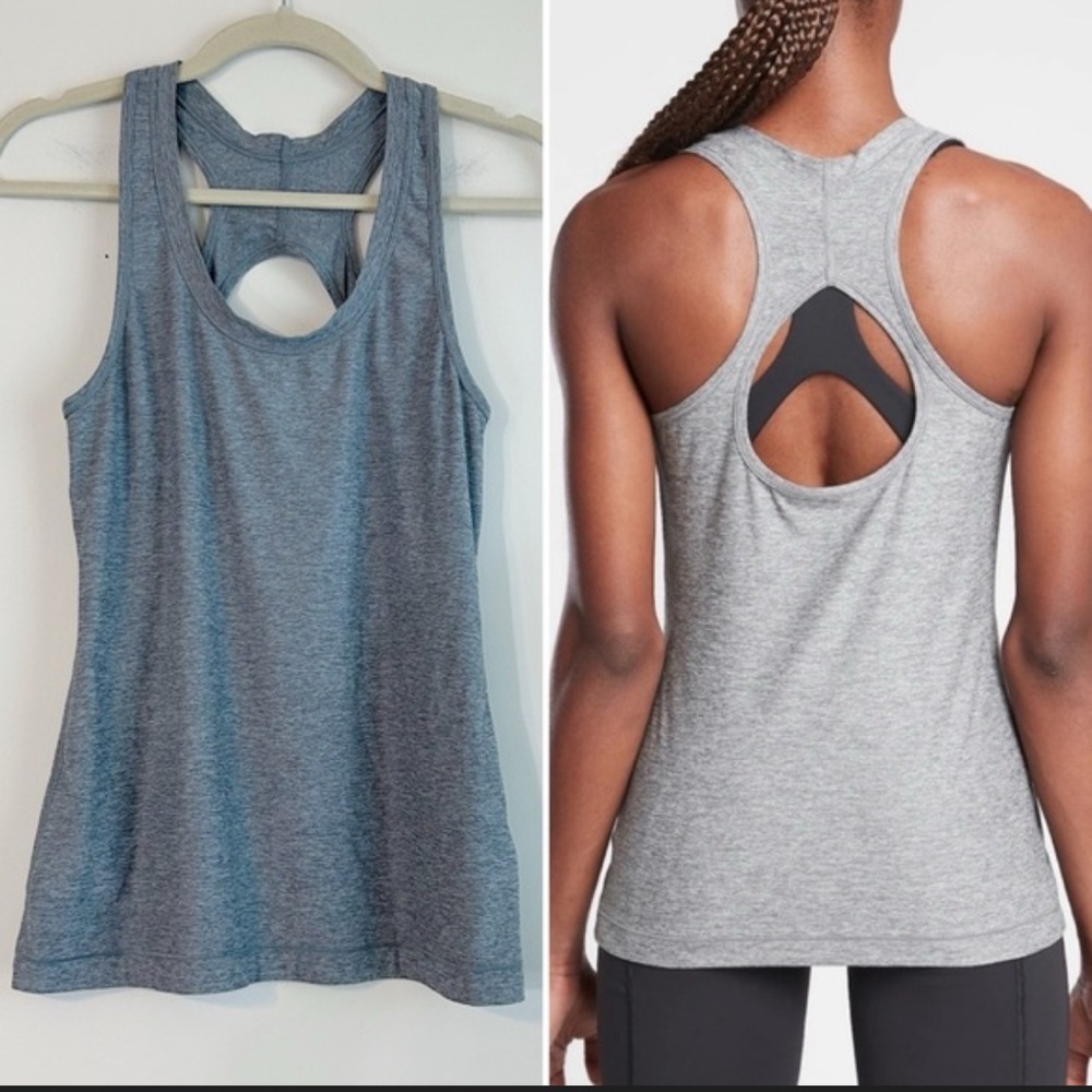Athleta Heather Gray Open Back Nitro Lightweight Tank Top